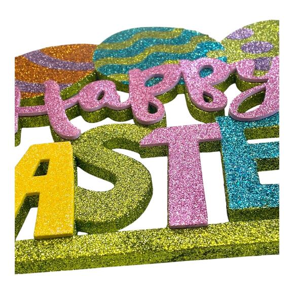 Happy Easter Glitter Sign – Festive Easter Egg Decoration – Spring Home Decor - Picture 4 of 5